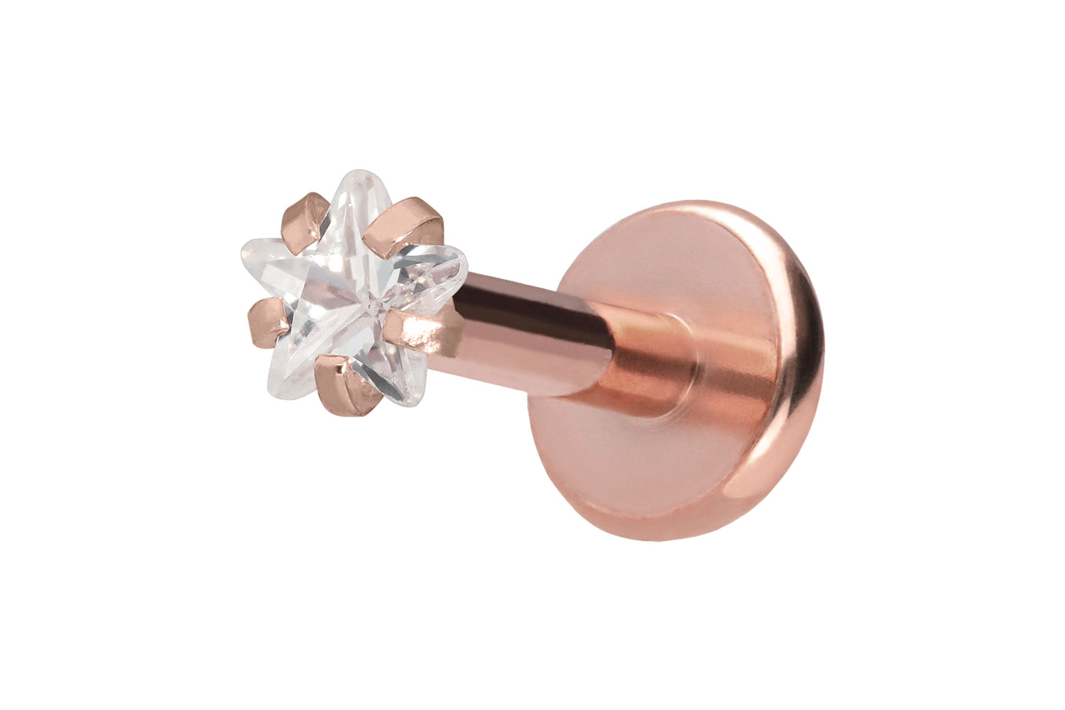 Titan Labret Piercing mit Push Fit KRISTALLSTERN